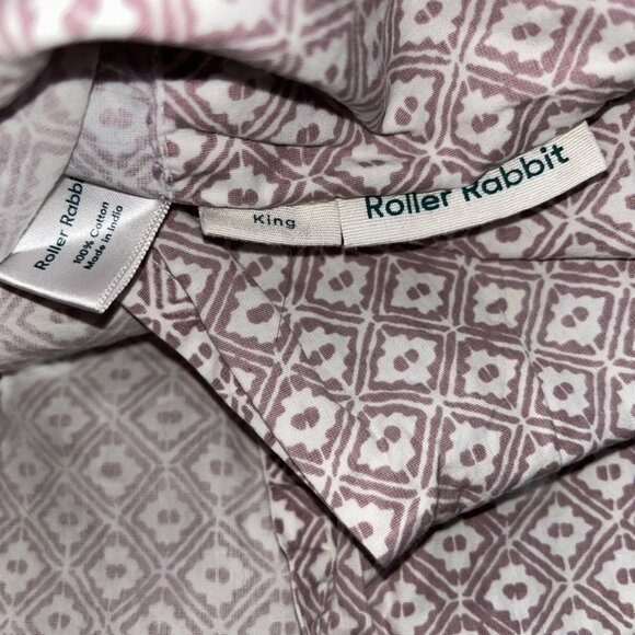 Roberta Roller Rabbit lavender purple Moroccan tile Indian Block KING pillow cas - Picture 2 of 4